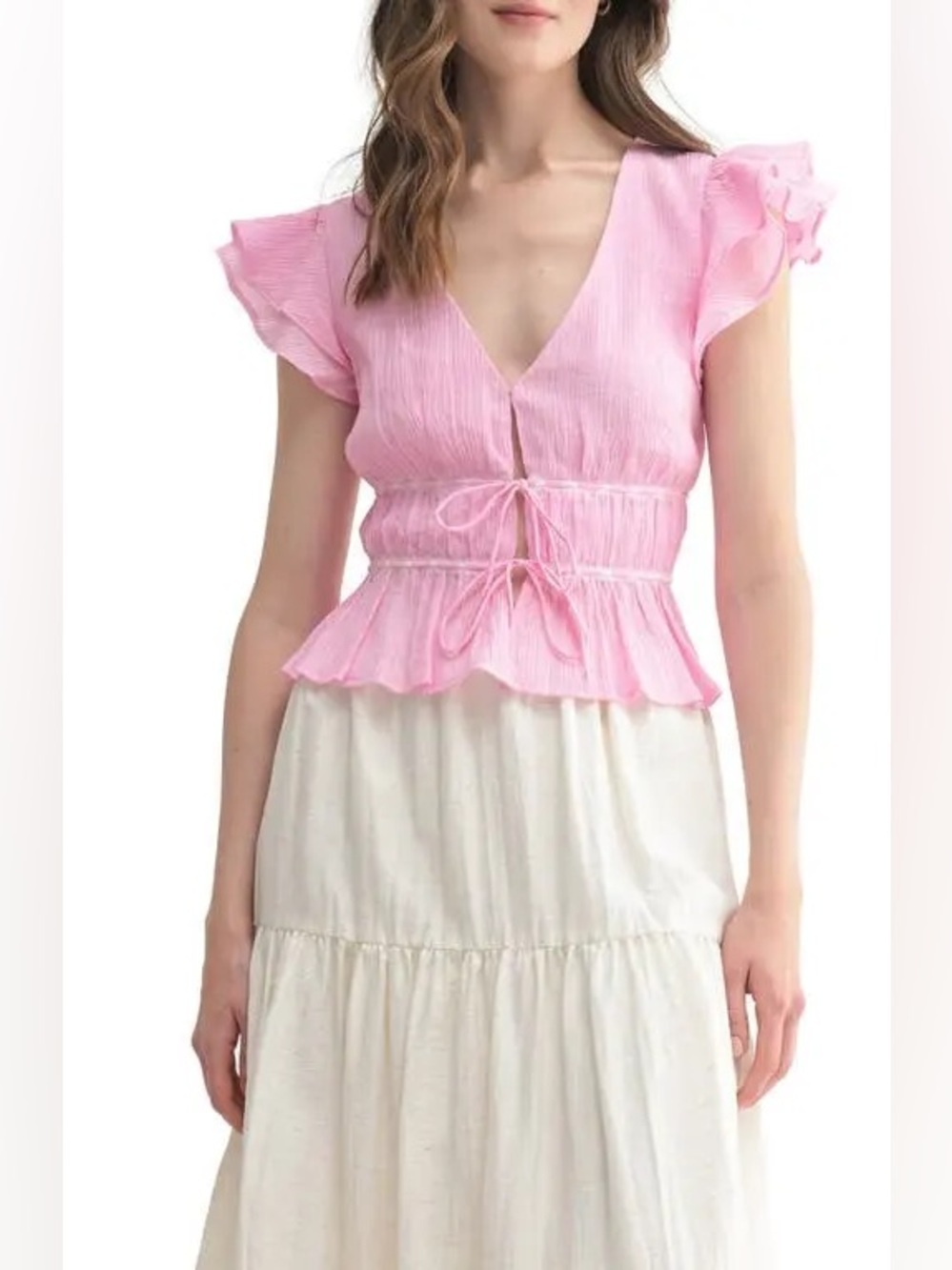 All in Favor Plisse Peplum Top Large